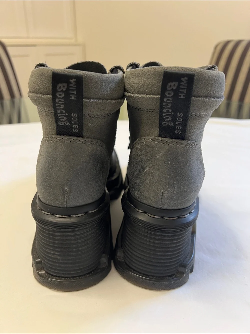 NEW Dr Martens Corran 3 Eye Waxy Suede Heeled Boots Gunmetal Grey US 5 EU 36